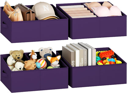 DIMJ Closet Storage Bins, 6 Pack Storage Baskets for Shelves, Foldable Closet Organizer with Handle, Linen Closet Organizers and Storage for Clothes, Toys, Towel, Books (Black)