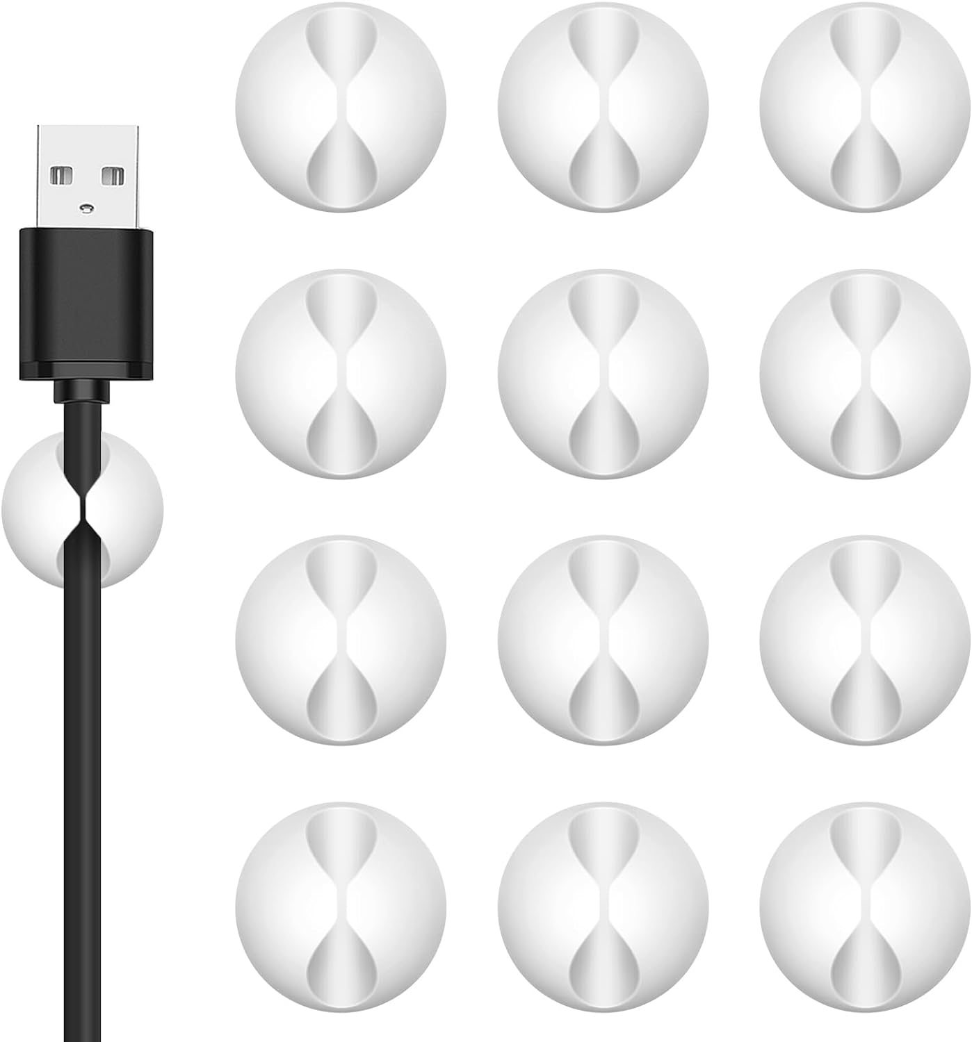 Flezoo Cord Holder Cable Holder, 12PCS Black Adhesive Cable Clips Cord Organizer Charger Holder Wire Management Keeper for Nightstand, Office, Desk or Mouse
