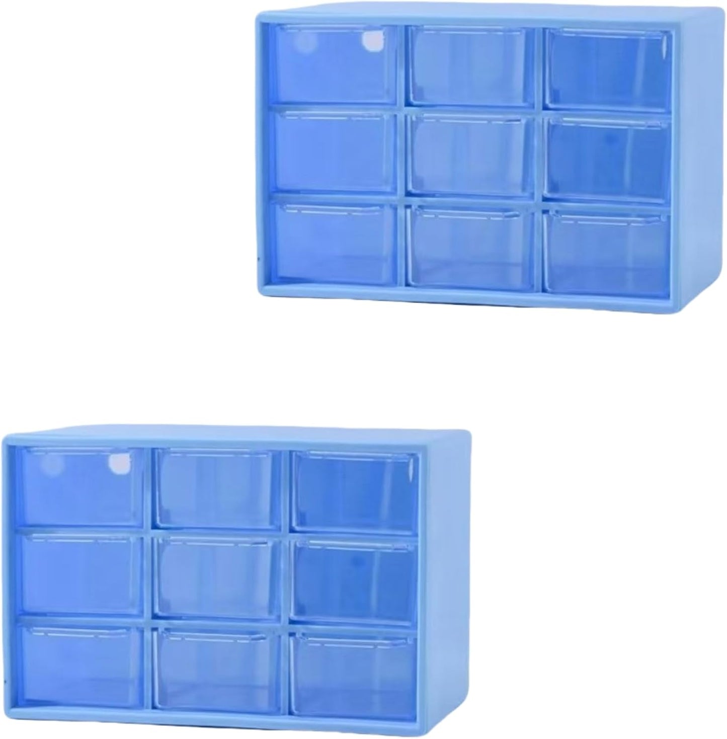 Feadily 4PCS Small Drawer Organizer for Desk, Desktop Drawer Organizer with 9 Clear Drawers, Plastic Desktop Storage Drawers 7.1 Inch x 3 .9 Inch x 4.7 Inch, White