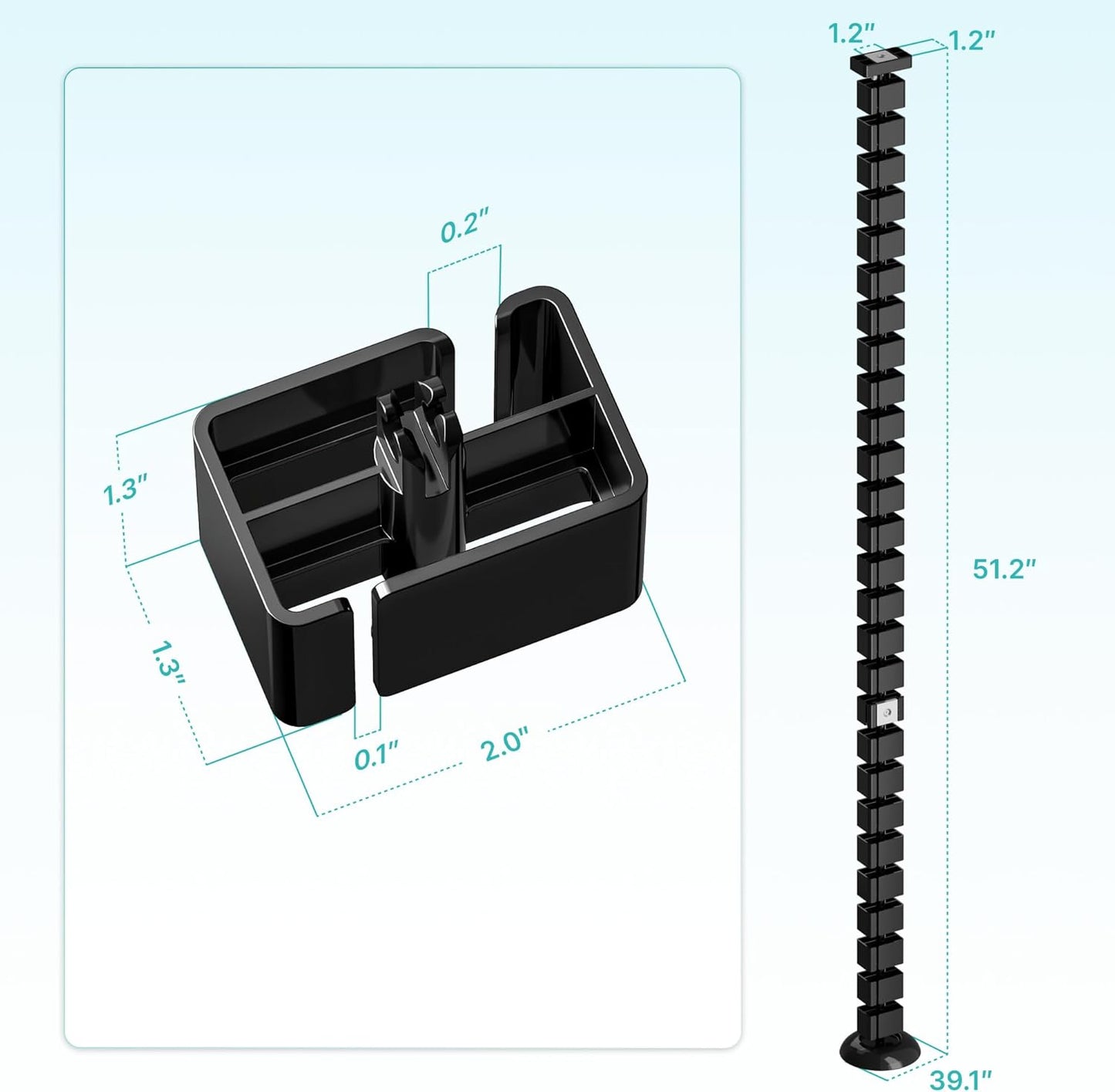 PEGZONE Under Desk Cable Management Spine – Flexible Cable Snake Organizer for Standing Desk, Tool-Free Magnetic Vertebrae Wire Management for 0.4"-2" Table, White