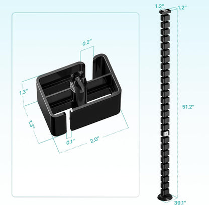 PEGZONE Under Desk Cable Management Spine – Flexible Cable Snake Organizer for Standing Desk, Tool-Free Magnetic Vertebrae Wire Management for 0.4"-2" Table, White