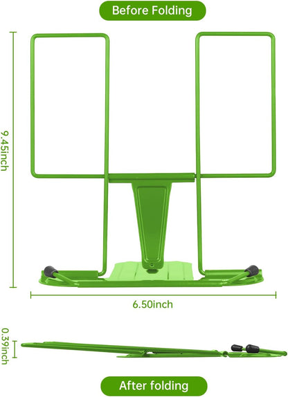 Honagu Book Stand for Reading, Adjustable Reading Rest Book Holder, Documents Holder, Sturdy Typing Stand for Recipes Textbooks Tablet Music Books (Green)