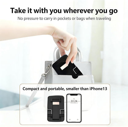Adjustable Phone Stand for Desk - Foldable Cell Phone Holder for All Phones and Android Devices(1 Pack Black)