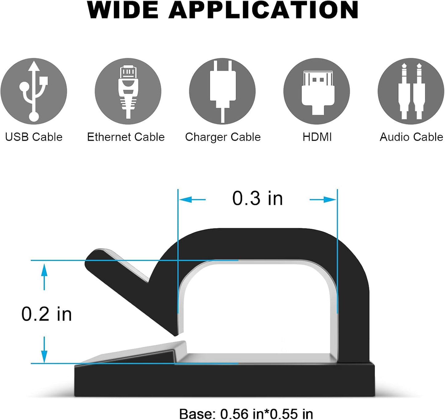 120 PCS Cable Clips, Adhesive Cord Clips for Wires on Wall, Strong Wire Clips Holders Cord Organizer for Cable Management, Christmas Lights, USB, Phone Charger, Cat 6, Car Dash Cam (Small, Black)