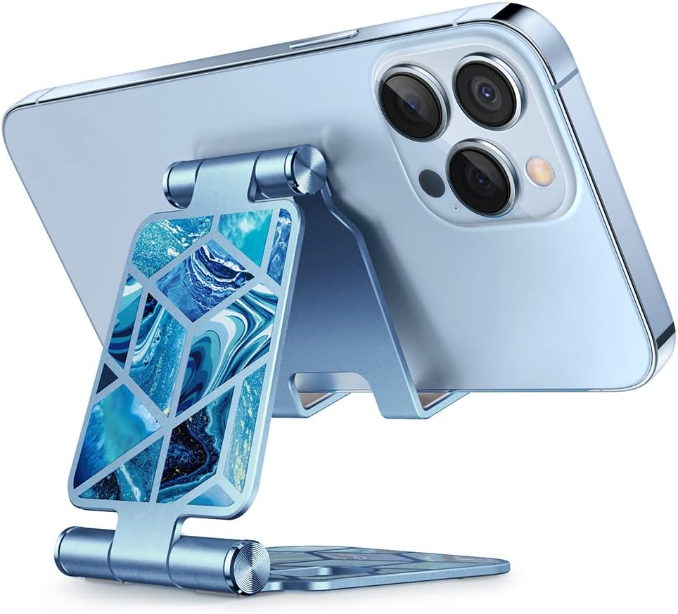 i-Blason Cell Phone Stand for Desk, Cell Phone Holder, Fits All Smart Phones, iPhone 16 15 14 13 Pro Max, Foldable Phone Stand Holder, Marble