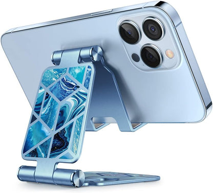 i-Blason Cell Phone Stand for Desk, Cell Phone Holder, Fits All Smart Phones, iPhone 16 15 14 13 Pro Max, Foldable Phone Stand Holder, Marble