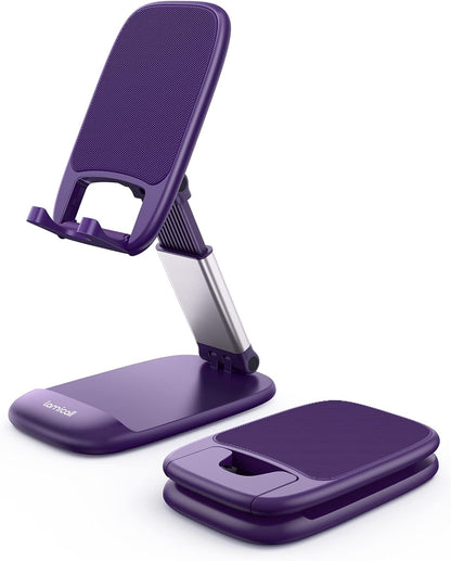 Lamicall Cell Phone Stand for Desk - [Height Adjustable] Foldable Mobile Phone Holder, Portable Stand for iPhone 17 16 15 14 13 12 11 Pro Max Plus Air, Galaxy S25, Office Gift Mothers Day Accessories