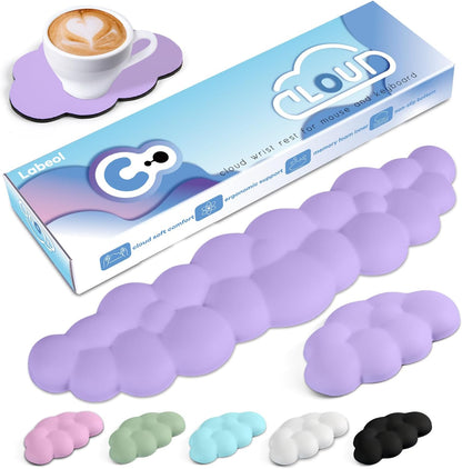Cloud Wrist Rest for Computer Keyboard Arm Wrist Rest with Non-Slip Base Extended Wrist Rest Ergonomic Memory Foam for Keyboard and Mouse Typing Pain Relief, Office, Gaming, Computer
