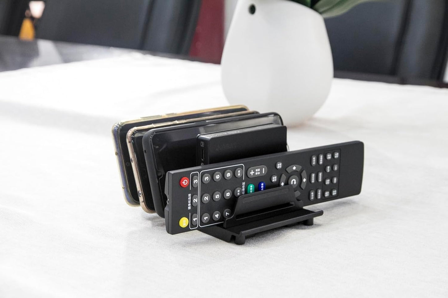 Adjustable Phone Stand Holder Dock Mobile Phone Tablet Organizer Multi Device Universal Desktop Stand Rack for iPhone Samsung Kindle Fire Tablet and Most Electronics Devices-No Charging Port (S-Black)