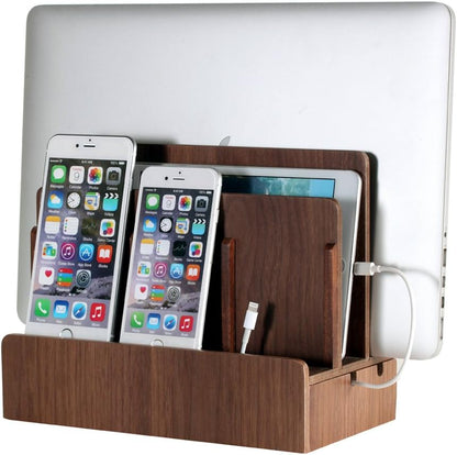 Great Useful Stuff G.U.S. Multi-Device Charging Station Dock & Organizer - Multiple Finishes Available. for Laptops, Tablets, and Phones - Strong Build, Eco-Friendly Bamboo