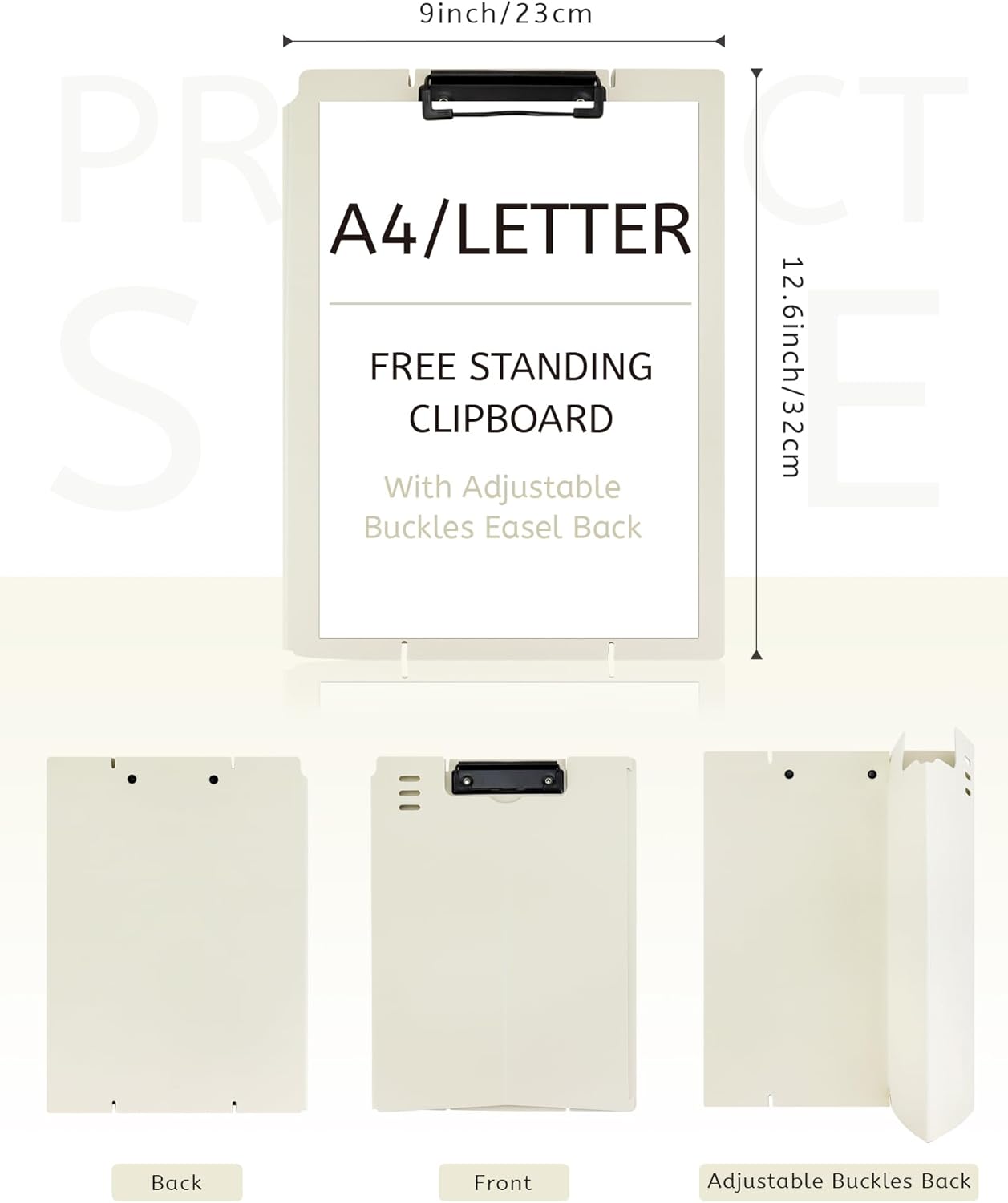 Free Standing Clipboard and Desktop Stand with Adjustable Buckles Easel Back - Foldable Stand and Document Holder for School, Office and Business Use (9.37 x 12.6 inches) (Light Green)