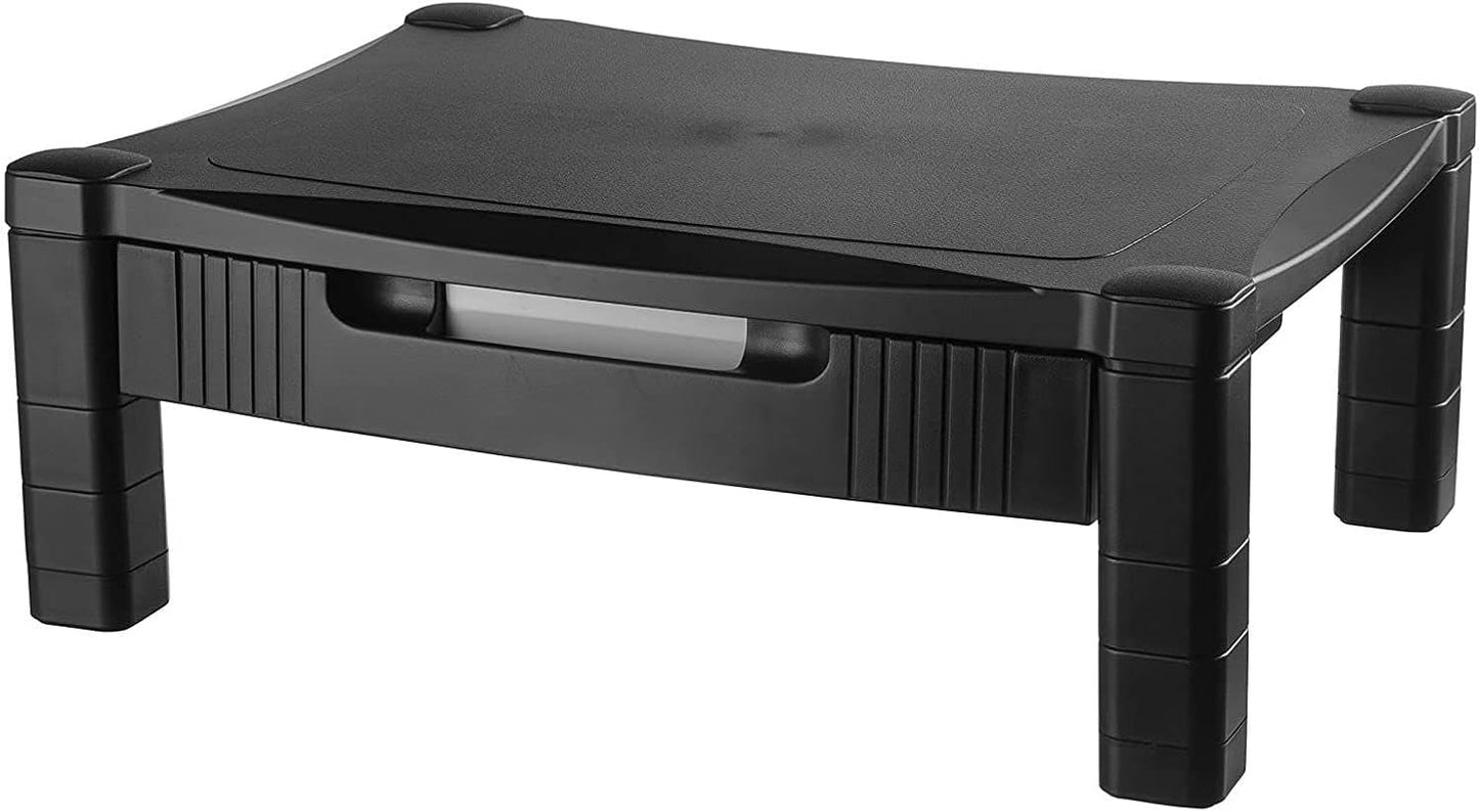Kantek Single-Level Monitor Stand, 17" X 13.25" X 3" To 6.5", Black, Supports 50 Lbs