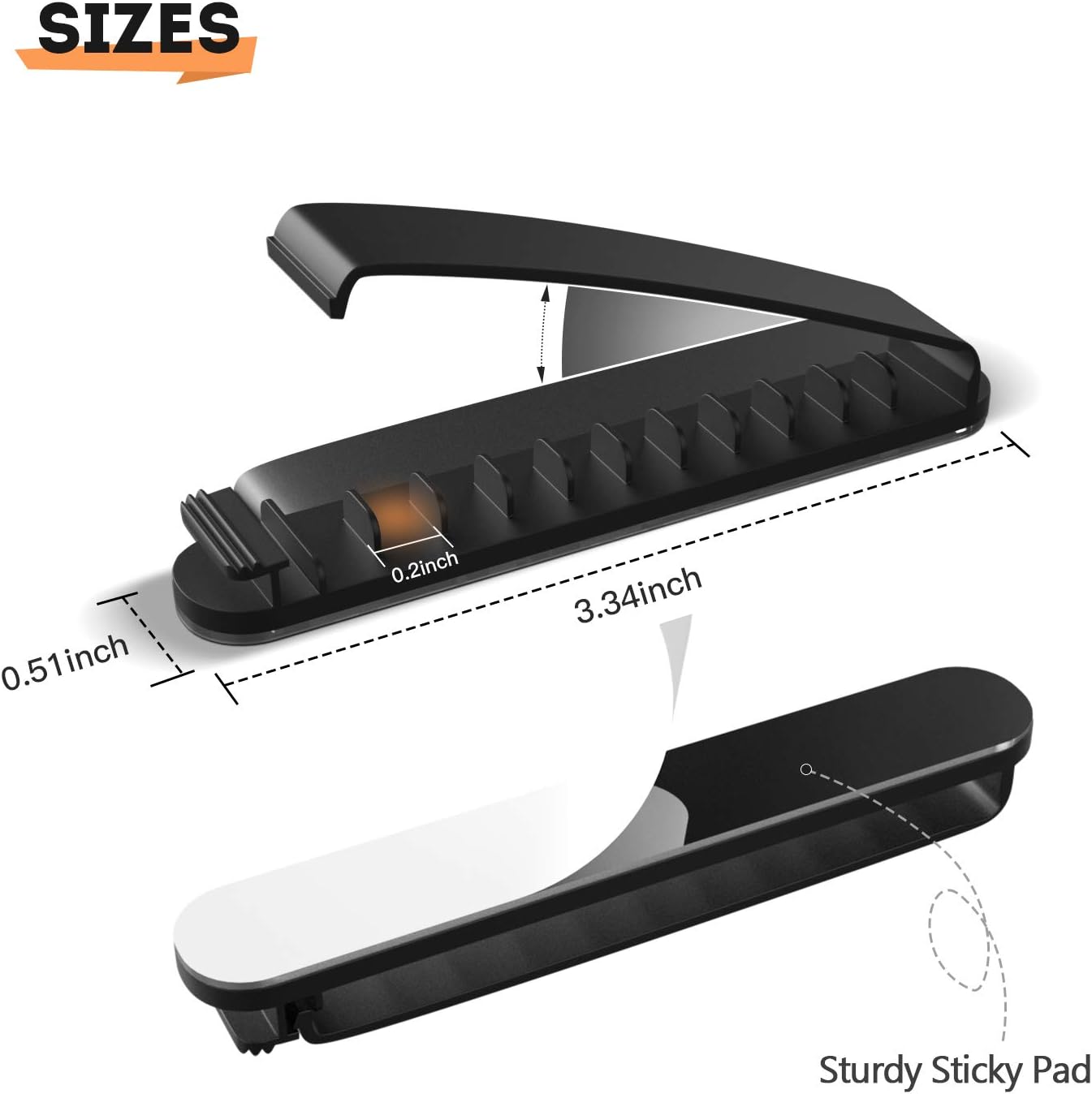 pzoz Cable Clips, 3 Pack Cord Organizer Charger Cable Management for Organizing Home Office Desk Phone Car Wire, Self Adhesive Cord Holders (Black)