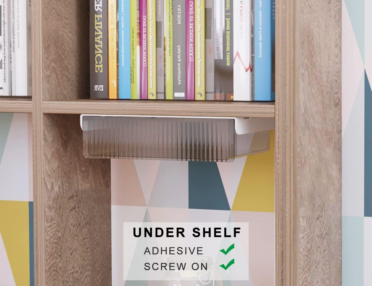 Under Desk Drawers for Organization, Pull Slide out Drawer Underneath Table With Lip, Attachable Under Shelf Pencil Drawer, Clear Light Black