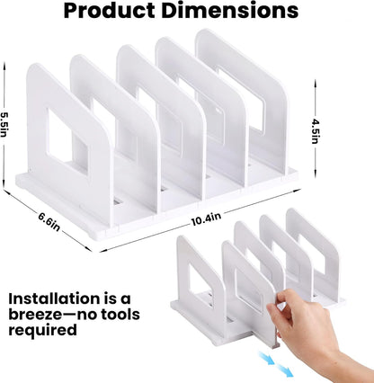LALOBLUE File Organizer, Acrylic File Folder Organizer File Sorter, Plastic Vertical Book Dividers for Magazine Mail Letter Paper, Desktop Organizers for Office, Classroom & Home(4 Sections, 2 Pack)