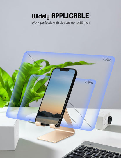 Aoviho Desk Cell Phone Stand Phone Holder, Aluminum Phone Cradle Dock for iPhone17 16 15 14 13 12 pro Mini 11 X Xs max 8 7 6 6s Plus SE Samsung All Smart Phones, Rose Gold