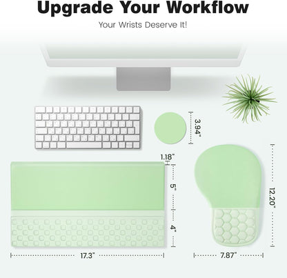 Ospelelf Ergonomic Mouse Pad and Keyboard Stand Wrist Rest Set, Memory Foam Comfort, Pain Relief for Typing, Office Desk Accessories, Moonlit Blossoms
