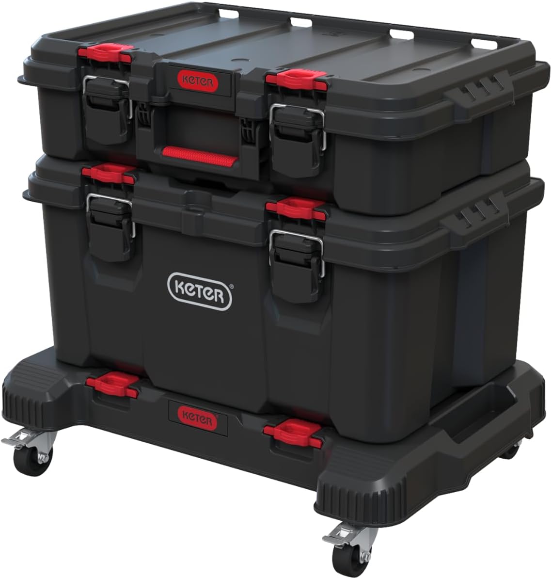 Keter Stack-n-Roll Two Drawer Tool Box for Small Parts and Power Tool Accessories, Fits Keter Modular Tool Storage System