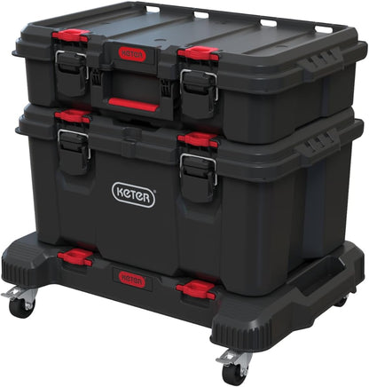 Keter Stack-n-Roll Two Drawer Tool Box for Small Parts and Power Tool Accessories, Fits Keter Modular Tool Storage System