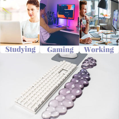 Gel Keyboard Wrist Rest Cloud Set, Clear Ergonomic Wrist Support and Arm Support Keyboard Rest for Typing Pain Relief, with Non-Slip Soft Washable Wrist Rest(Pink Blue)