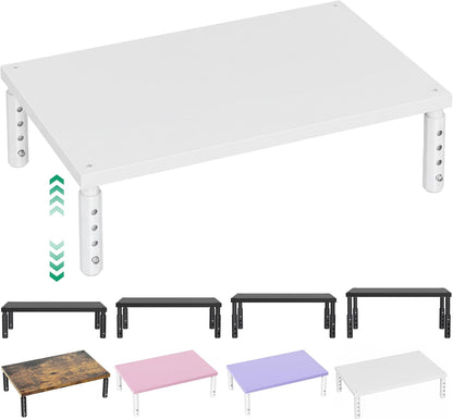 OPNICE Desk Organizers and Accessories, Adjustable Computer Monitor Stand Riser, Laptop Stand for Desk, Office Desk Accessories & Workspace Organizers for Home Office, Black Wood