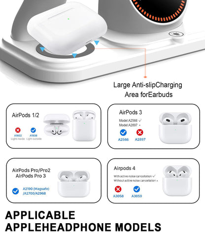 Wireless Charging Station with Clock,6-in-1 Charging Stand for Multiple Devices for iPhone 17 16 15 14 13 12 Pro Max, Apple Watch, Airpods, Bluetooth Speaker + RGB Light