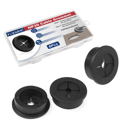 1 Inch Cable Grommet (25mm) – 12 Pcs Flexible Rubber Wire Hole Covers for Server Racks, Network Boxes, Thick Cable Management (Black)