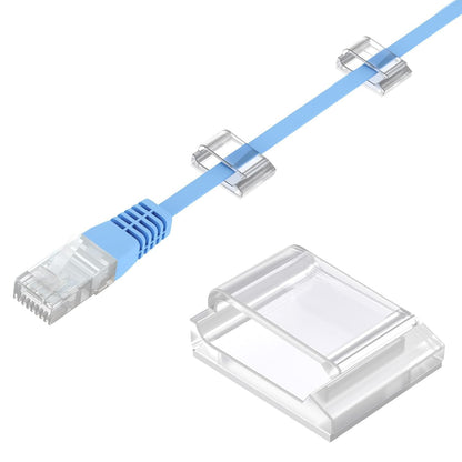 AGPTEK Ethernet Cable Clips, 100 PCS Adhesive Wire Clips, Flat Cord Clips Small Cable Holder Management for Home Wall Flat Ethernet Network Cord Organizer, Decoration Fairy Light Sticky Hooks, White
