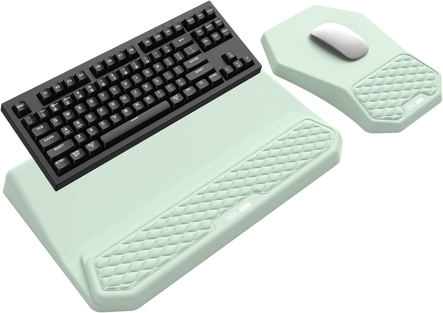 3-in-1 Ergonomic Keyboard Stand with Wrist Rest & Mouse Pad Set, Comfy Keyboard Riser Holder Soft Mousepad with Massage Design, Memory Foam and Non-Slip PU Base for Pain Relief, Black