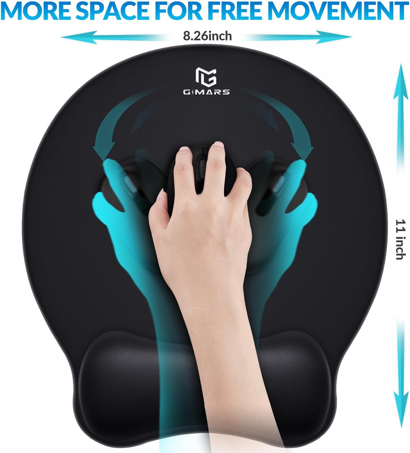 Gimars Elongate Smooth Lycra Fabric Ergonomic Mouse Pad Wrist Support, Gel Memory Foam Cushion Set Keyboard Wrist Rest Support, Pain Relieve for Computer, Laptop, Office, School, Home, Gaming, Black