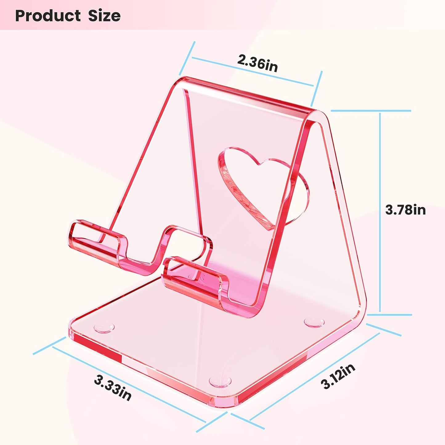 Crpich Acrylic Cell Phone Stand, Portable Phone Holder, Clear Phone Stand for Desk, Compatible with Phone16 15 14 13 Pro Max Mini 12 11 SE, Switch, Android Smartphone, Pad, Tablet, Desk Accessories