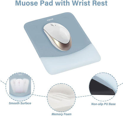 MOSISO Wrist Rest Support for Mouse Pad&Keyboard Set, Rectangular Ergonomic Mousepad Non-Slip Base Home/Office Pain Relief&Easy Typing Pad with Neoprene Cloth&Raised Silicone Lining, Green