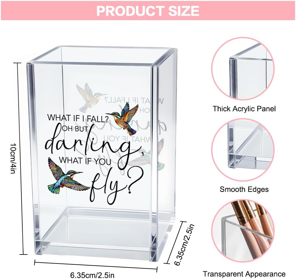Just Breathe Acrylic Cosmetic Pencil Pen Holder Cup, Hope Inspirational Makeup Brush Organizer Holder, Women Faith Gifts, Encouragement Gifts for Women Mom Daughter Sister Friend Yoga Teacher