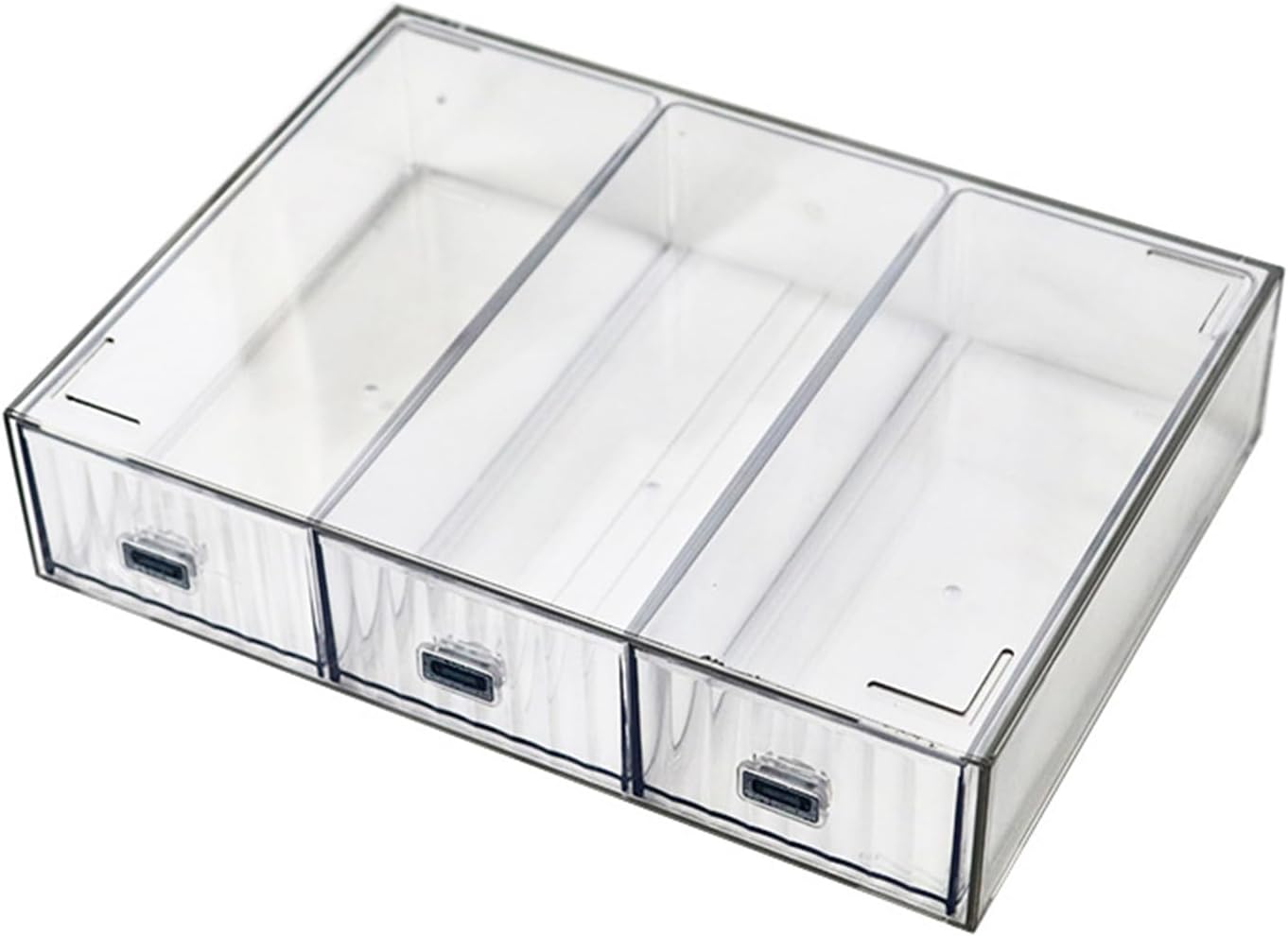 Desk Drawer Organizer, Stackable Plastic Storage Drawer, Grocery Organizer For Stationery/Office Supplies (Blue, 3 Compartment)