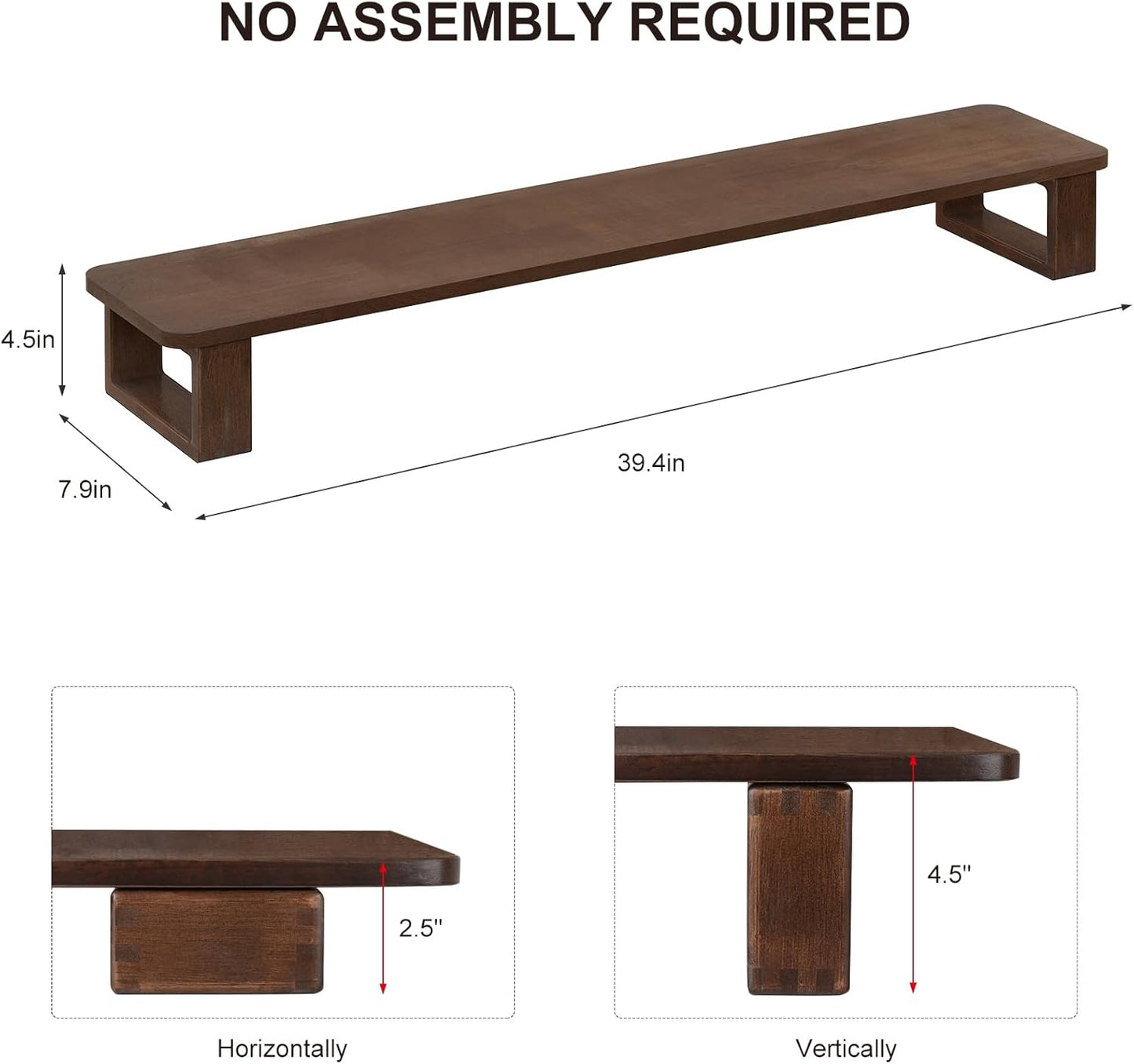 Ufine Dual Monitor Stand Riser 2 Heights Adjustable Wood Computer Monitor Stand Desktop Organizer, Large Monitor Stand for 2 Monitors, Laptop, TV, Printer