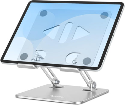 Aoviho Tablet Stand Holder for Desk, Adjustable Desktop Tablet Holder, Foldable Aluminum Tablet Mount for iPad pro 12.9, iPad Air Mini, Samsung Galaxy Tabs Z Fold Kindle Fire 4-12 inch Purple