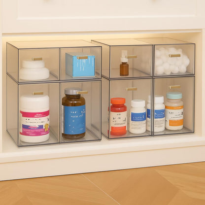 LALOBLUE Set of 5 Stackable Storage Drawers, Clear Acrylic Organizer Bins for Beauty Supplies, Perfect for Makeup Vanity, Undersink, Kitchen, Cabinet,Pantry Organization and Storage