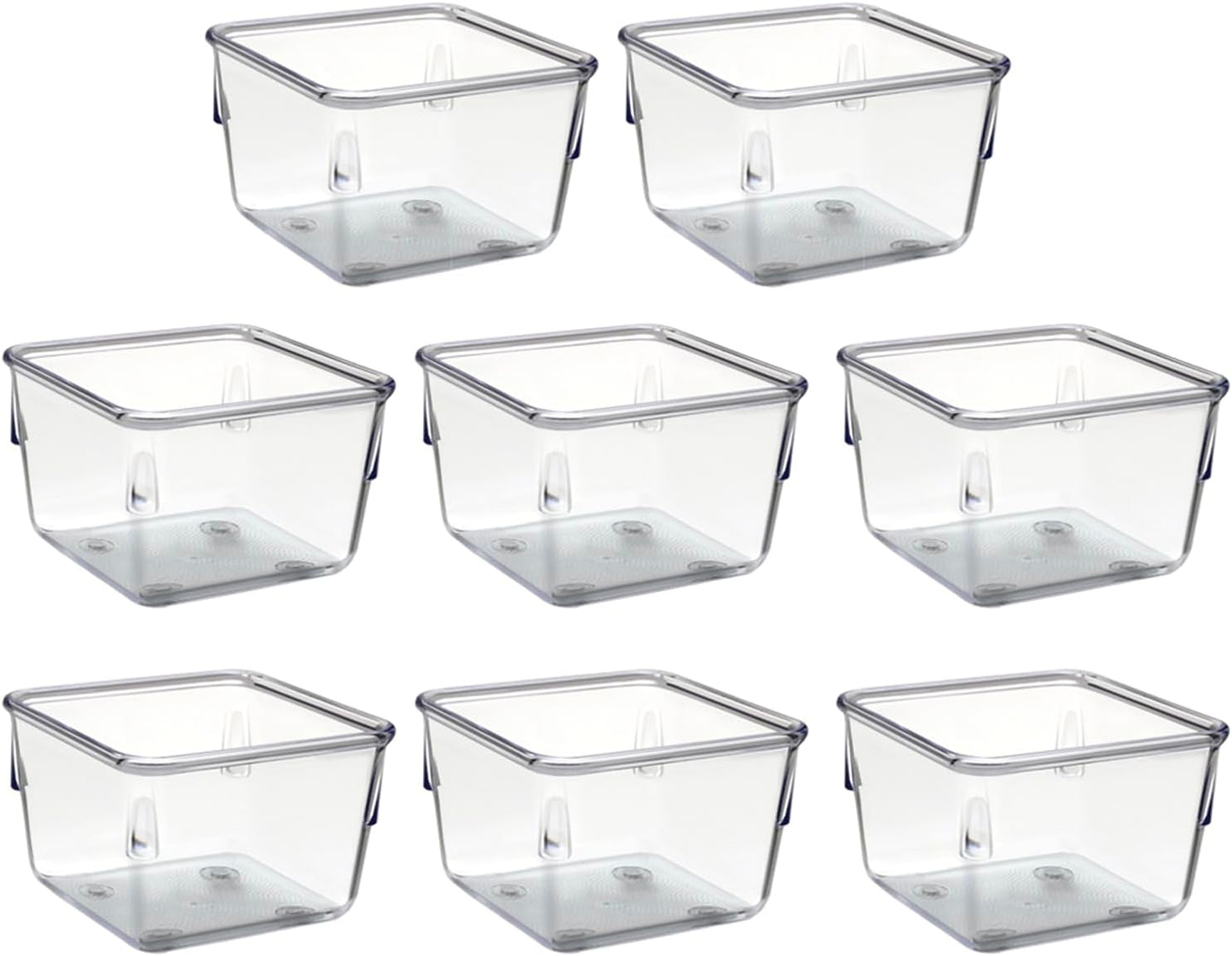 Acrimet 8-Pack Clear Plastic Drawer Organizer Set, Square Crystal Desk Drawer Trays and Dividers, Storage Bins for Office, Makeup, Kitchen, Bathroom and Junk Drawer