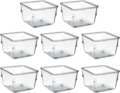 Acrimet 8-Pack Clear Plastic Drawer Organizer Set, Square Crystal Desk Drawer Trays and Dividers, Storage Bins for Office, Makeup, Kitchen, Bathroom and Junk Drawer