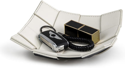 Valet Tray PU Leather Key Holder Bowl for Men Entryway Table Nightstand Desk Tray for Wallet, Keys Men's Gift - Brown & Black, 9.8" L x 9.8" W x 2" H