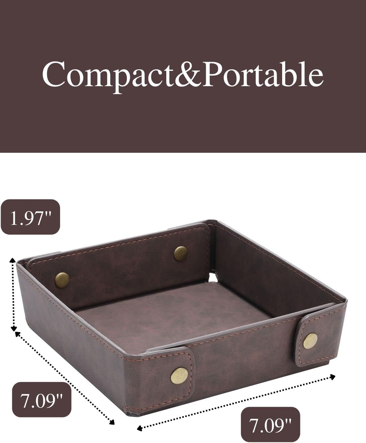 CASIRENA Faux Leather Valet Tray Organizer for Men - Catch-All Tray for Entryway Table Key, Wallet, Watch, Coin Change, Phone, Dresser EDC Dump Jewelry, Bedside Nightstand Desk-top Catchall