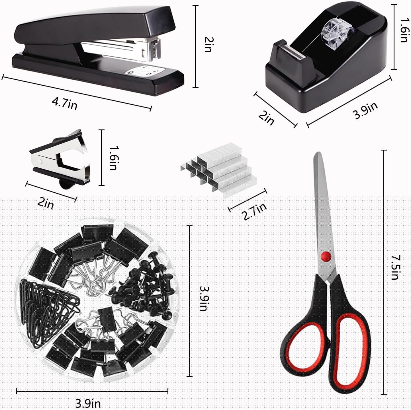 suniya Office Supplies,Gold Desk Accessories,with Stapler,Tape Dispenser,Pen Holder,Scissors,Phone Stand,Staple Remover,Ballpoint Pen,Clear Tape, Staples,Ruler,Clips,Best Gift for Business or Boss