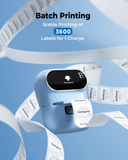 Phomemo Label Printer M110- Small Address Label Maker Bluetooth No Ink Portable for Small Business, Address, Office, Home for Phone; for PC/Mac(USB), with 100 Labels, Baby Pink