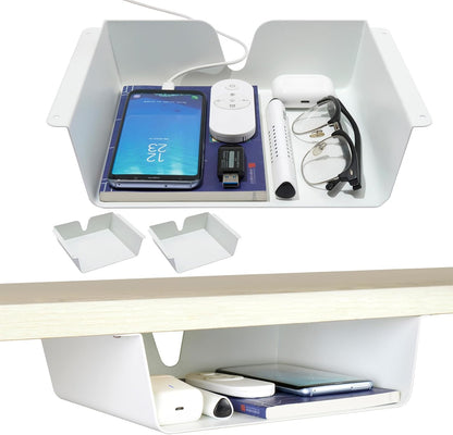 KHAMAL Under Desk Storage Shelf 2 Pack- Under Desk Drawer With Built in Cable Management For Home, Office, Gaming Setups, Kitchen (Black)