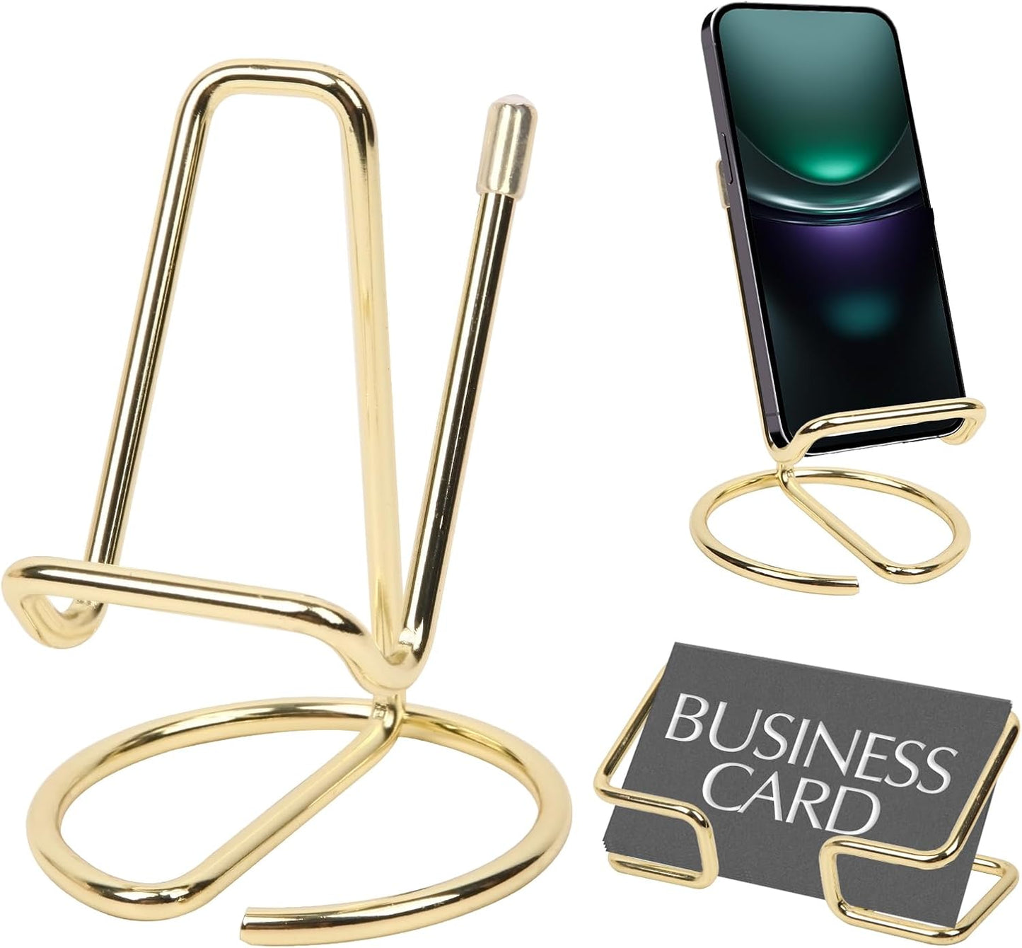 Phone Stand for Desk, Sturdy Metal Gold-Plated Phone Stand for Office Desk, Hands-Free Phone Charging Holder for Phone Calling and Watching Videos