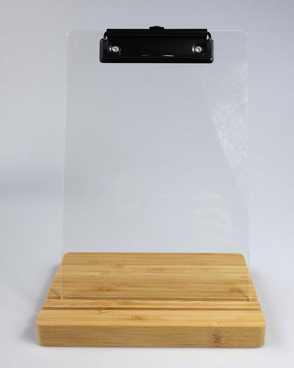 A5 Half Letter Clipboard with Stand,Clear Acrylic Freestanding Memo Size Clipboards,Document Typing Paper Stand,Menu Display Board,Receipt Holder (6"×9")