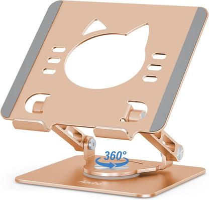 Aoviho Tablet Stand 360° Rotating Aluminum Holder - Adjustable, Portable & Foldable Monitors Stand for iPads, Compatible with 4-13.3" Tablets, Purple