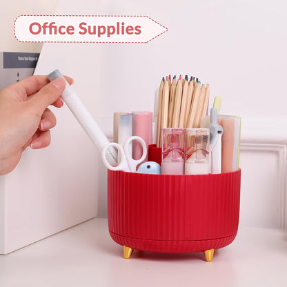 SKYDUE 360 Rotating Purple Pen & Art Supply Organizer - 5 Slot Desk Organizer for Office, School, Home