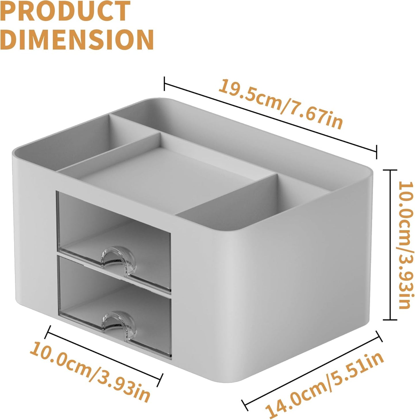 Marbrasse Pen Organizer with 2 Drawer, Multi-Functional Pencil Holder for Desk, Desk Organizers and Accessories with 5 Compartments + Drawer for Office Art Supplies (White)