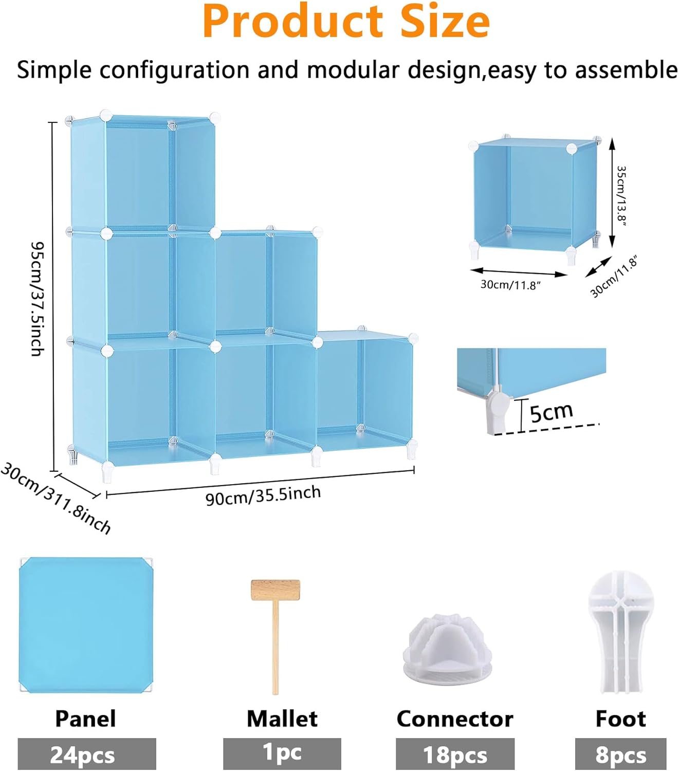 AWTATOS Cube Storage Organizer, Storage Cubes Shelves Bookshelf, 6 Cube Closet Organizers and Storage, DIY Stackable Plastic Clothes Organizer Shelving for Bedroom, Home, White